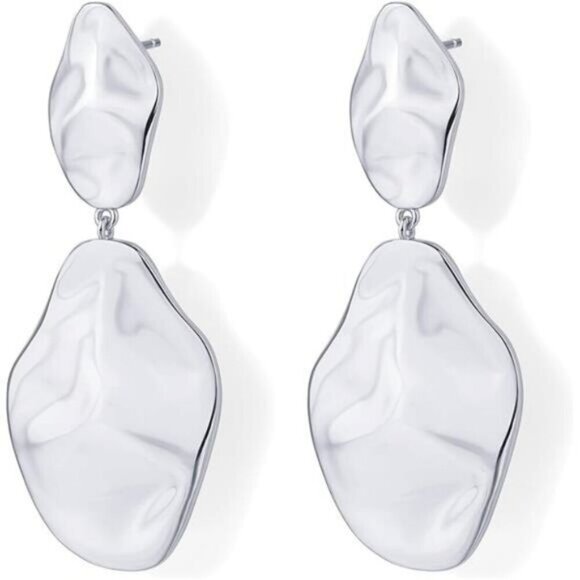 14k Gold Plated White Gold 925 Sterling Silver Drop Dangle Earrings - Picture 9 of 11